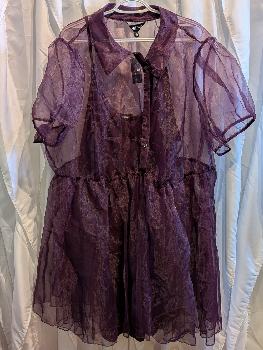 D4 Nightfall by Torrid Purple Organza Mini Dress with Slip Plus Size 4 4X 26